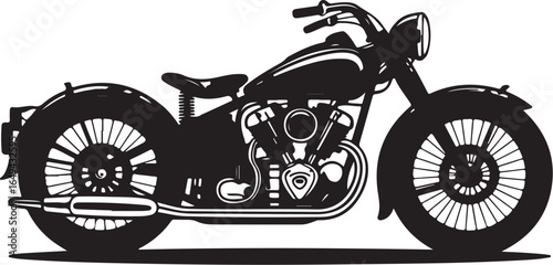 Classic motorcycle silhouette for transport and freedom
