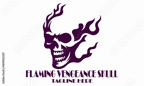 Flaming vengeance skull vector illustration, flaming vengeance skull logo design with white background