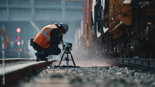 A technician calibrates the navigation sensors of a railcar inspection robot offering a glimpse into the advanced technology that allows the robot to autonomously navigate rail yards