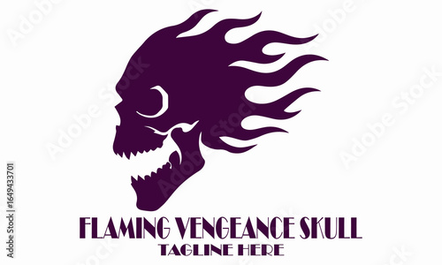 Flaming vengeance skull vector illustration, flaming vengeance skull logo design with white background