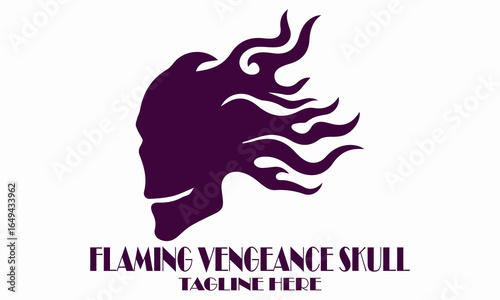 Flaming vengeance skull vector illustration, flaming vengeance skull logo design with white background