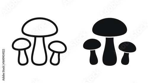 UntitledIllustration of mushrooms isolated on white background, featuring a group of fungi with varying sizes and shapes, perfect for culinary or botanical themed designs and educational materials