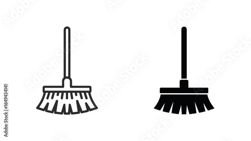 UntitledIllustration of a broom for cleaning, isolated on white background, representing domestic chores and household maintenance with a simple and functional design