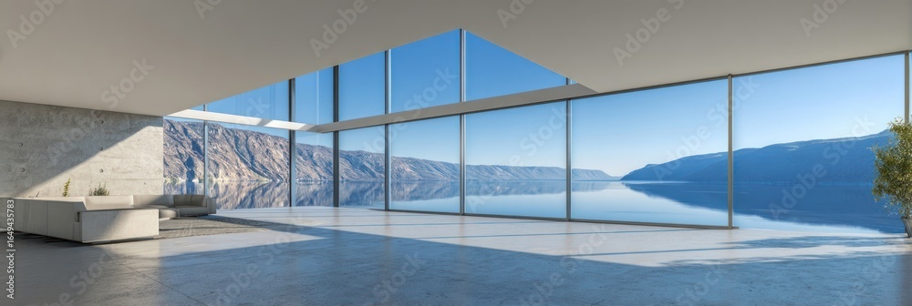 Fototapeta premium Modern Open-Plan Interior with Panoramic Views