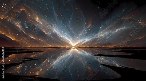 Cosmic strings of light weaving through multidimensional space, forming perfect geometric entanglement patterns.