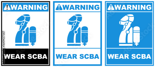 Set warning wear scba public sign design vector illustration