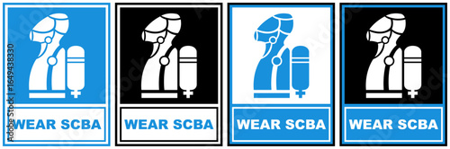 set safety sign wear scba symbol design label template vector illustration