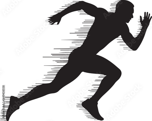 Dynamic sprinter silhouette achieves peak performance in race