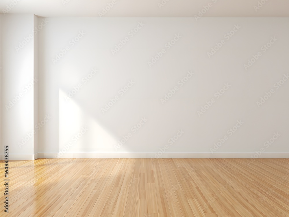 custom made wallpaper toronto digitalEmpty White Room with Wooden Floor - Interior Design Concept
