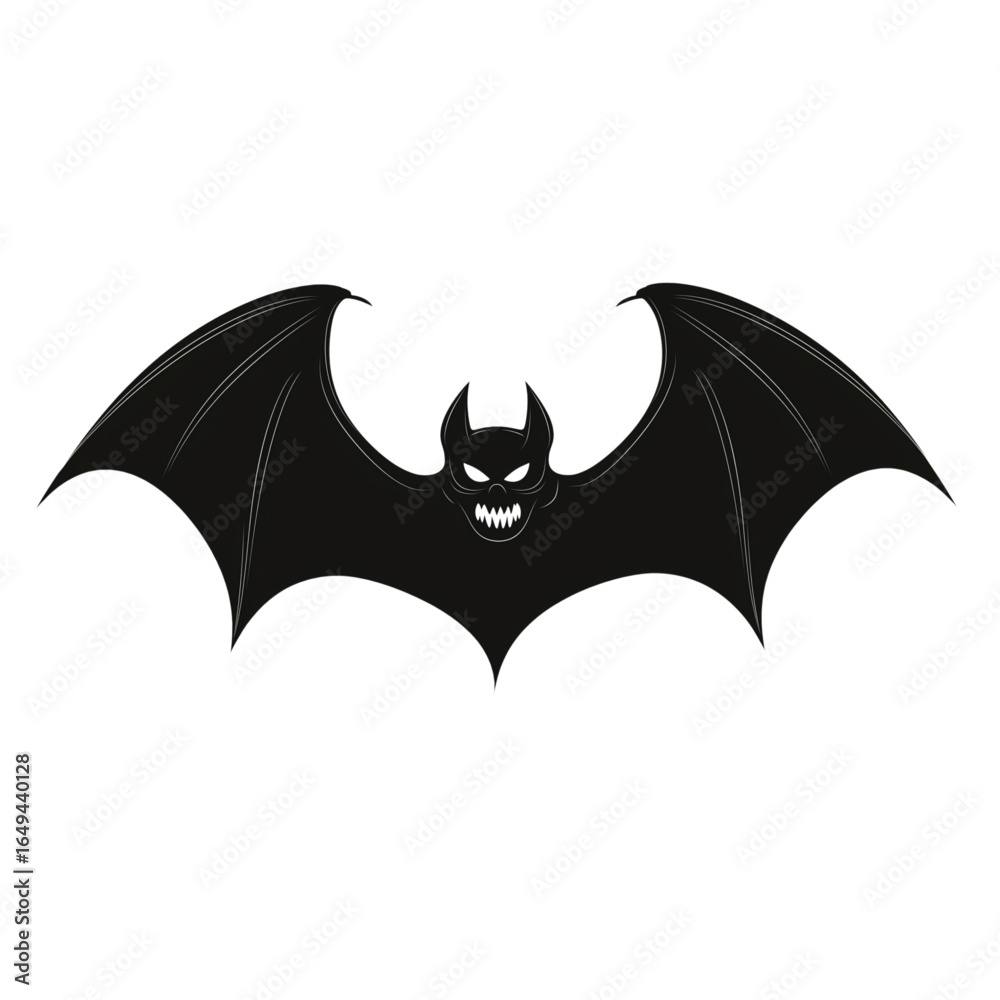 Fototapeta premium Scary bat halloween vector illustration. Spooky Flying Bat vector.