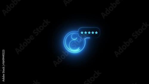 social media review icon animation. 5 star rating icon
