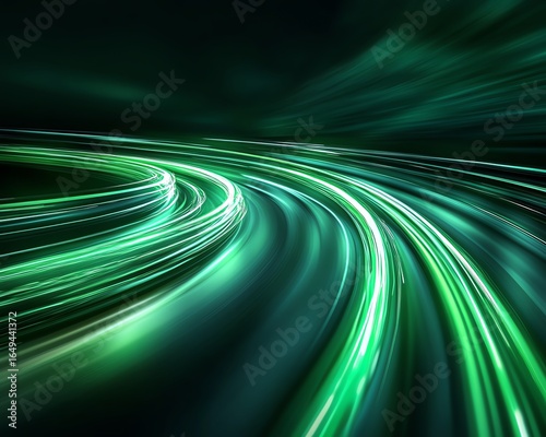 blur green glowing star light streak and laser speed motion effect,glowing speed line on night road,blur flash curves neon line wave