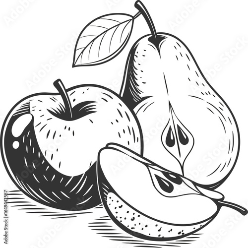 A ripe and juicy pear with a leaf on a branch is a sweet and healthy fruit illustration
