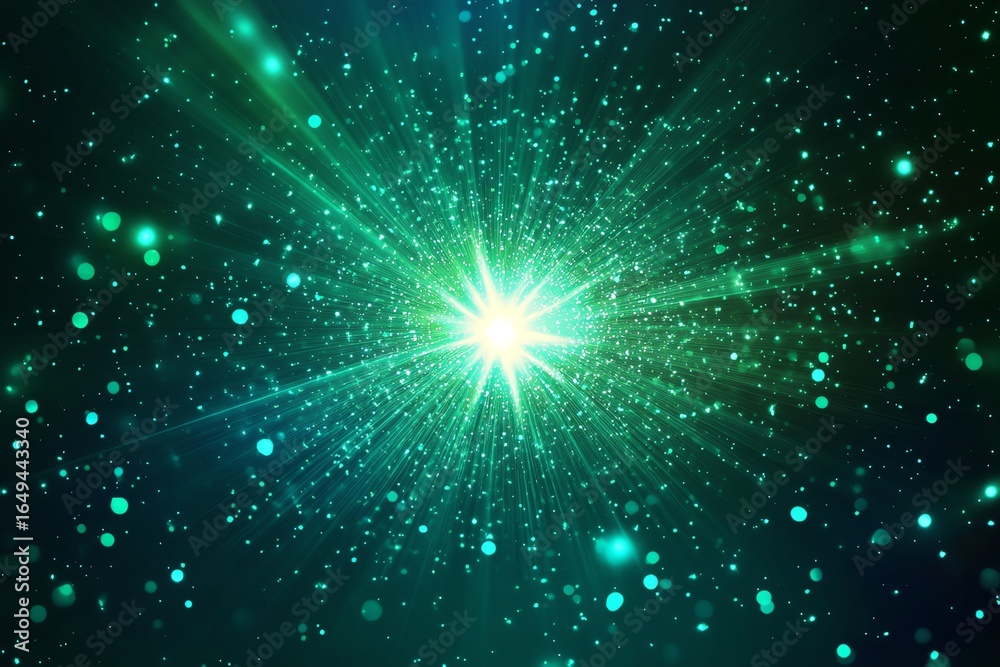 Obraz premium green star light sparkle,cyan glow light effect Starlight sparkle Light flare effect shine glow abstract blue star