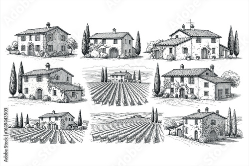 Tuscan Villa Illustrations