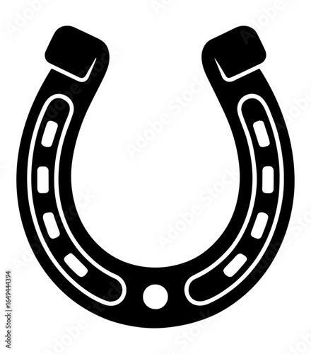 Title: Lucky Horse Shoe Icon Silhouette Vector with Good Fortune and Cowboy Symbolism, Isolated White Background