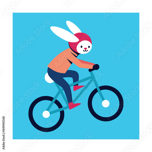 Cartoon Teenager Doing a Bunny Hop on a BMX Bike