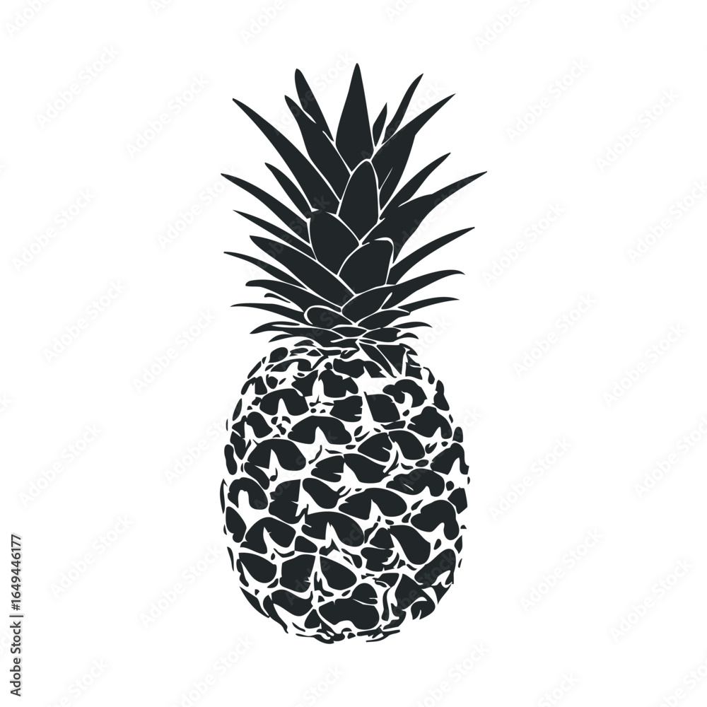Obraz premium Stylized black and white pineapple illustration with intricate patterns