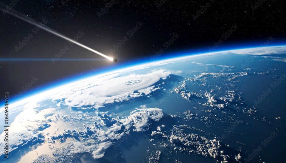 Fototapeta premium A scene of an asteroid falling to Earth