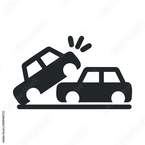 Crash icon: simple black-and-white graphic of two colliding cars