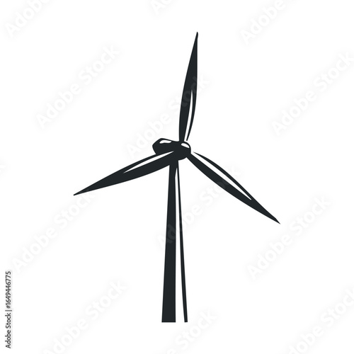 Stylized wind turbine illustration with tied blades for sustainable energy