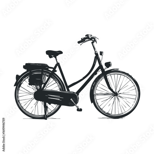 Vintage style bicycle drawing with minimalist black silhouette