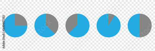 Pie chart set. Circle percentage diagram for application infographic, UI, web design, business presentation, marketing map or download progress vector illustration isolated white background in eps 10.