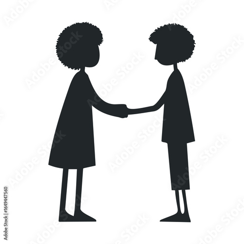 Silhouette of two african individuals shaking hands