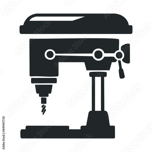 Silhouette of a bench drill press tool on white background