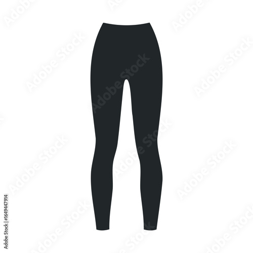 Black high-waisted leggings silhouette on white background
