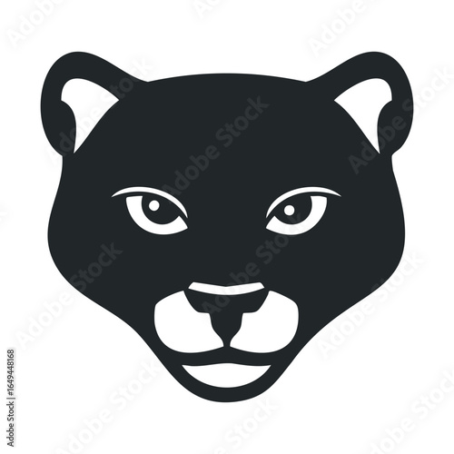 Minimalist black panther head silhouette with piercing eyes