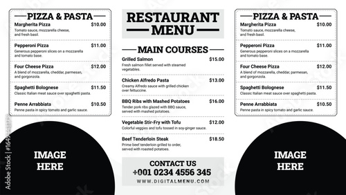 Digital Menu Board Layout for Multi-Screen Display or Multiple Venues