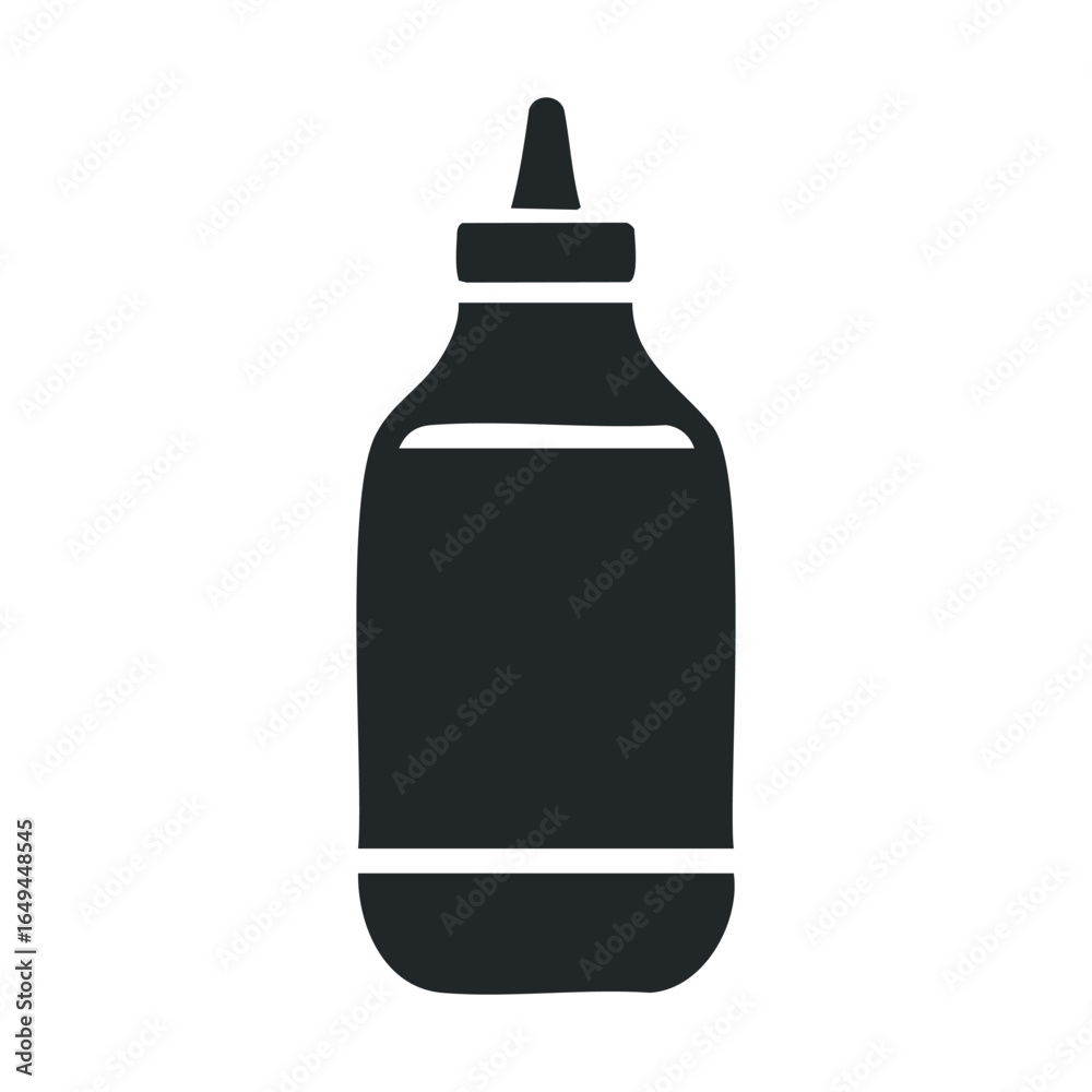 Fototapeta premium Monochrome illustration of a ketchup bottle with lid and label design