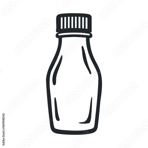 Hand-drawn ketchup bottle illustration with screw cap design