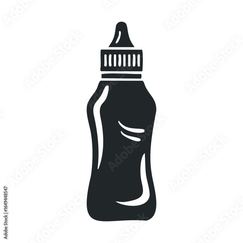 Black and white cartoon style condiment bottle illustration