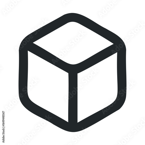 Simple black and white cube icon with thick outline