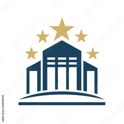 Five Star Hotel Logo with Elegant Line Art Building
