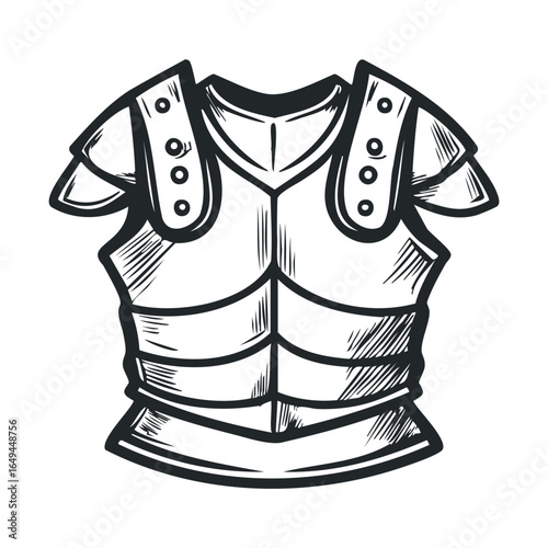 Hand-drawn medieval plate armor illustration with shoulder guards