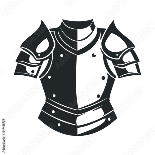 Medieval knight armor illustration with detailed breastplate and spaulders