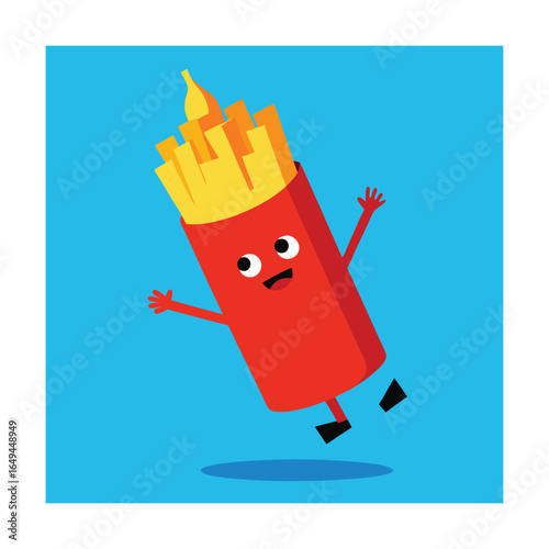 Fries Escaping from a Ketchup Bottle Illustration
