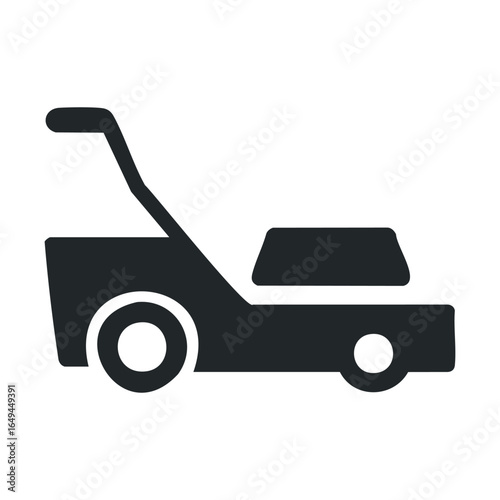 Silhouette of lawn mower isolated on white background