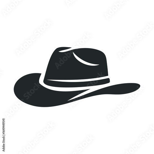 Black silhouette of a wide-brimmed fedora hat on white background