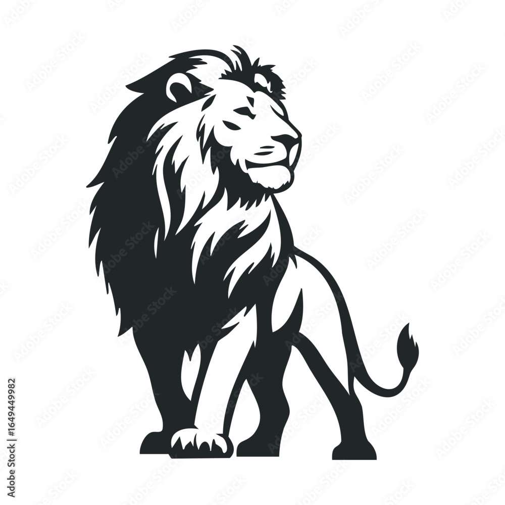 Obraz premium Majestic lion silhouette in bold black and white design