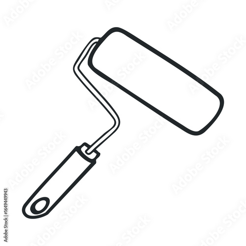 Black and white paint roller icon for home renovation projects