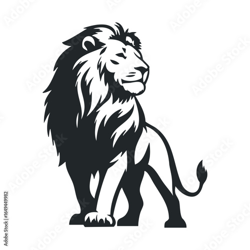 Majestic lion silhouette in bold black and white design