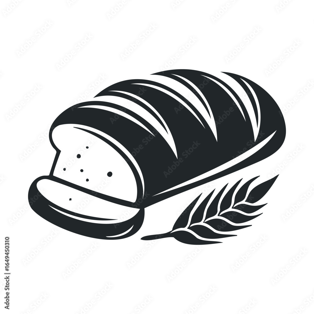 Fototapeta premium Monochrome bread loaf illustration with wheat grain