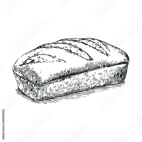 Hand-drawn bread loaf sketch with artistic detailing