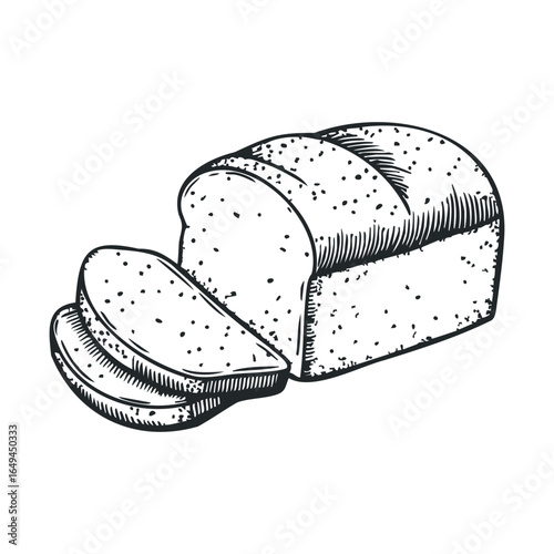 Hand-drawn loaf of bread with slices illustration