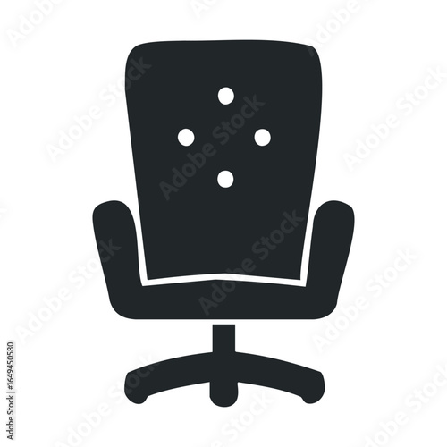 Ergonomic office chair icon with wheels and armrests