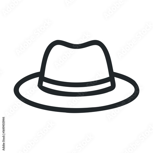 Outline of classic fedora hat with wide brim